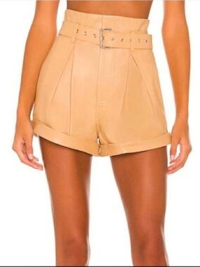 Camila Coelho Camel Authentic Leather Shorts - Women's size LARGE